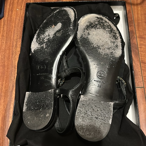 Channel sandal with bow. Lambskin black - Picture 5 of 6